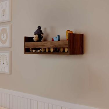Imagem de Prateleira Porta Brinquedo Nogal 50 X 12cm Suporte Invisivel