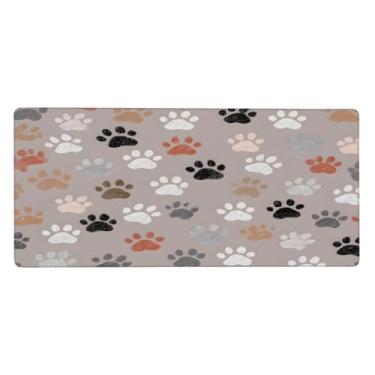 Imagem de Tapete de mouse grande com estampas de patas fofas à prova d'água para computador estendido tapete protetor de mesa antiderrapante base de borracha para escritório, computador, teclado, laptop e mesa