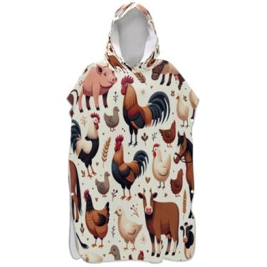 Imagem de Joisal Poncho de surfe de vaca animal de fazenda animal de fazenda para adultos trocador com capuz toalha de banho bonito plus size adulto ponchos para mulheres