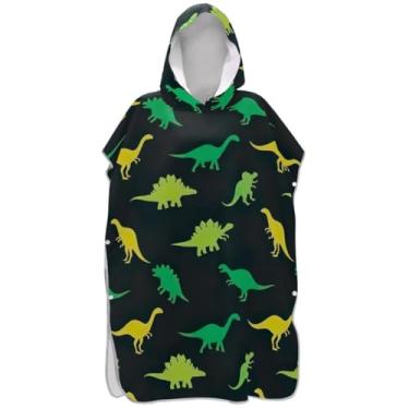 Imagem de Joisal Roupão bonito verde amarelo dinossauros poncho de surfe trocador para Adul Ponchos femininos leves com capuz toalha de praia com capuz floral