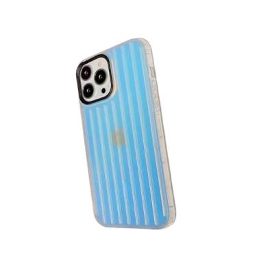 Imagem de Capa de celular elegante com estampa de mala para iPhone 16, 15, 14, 13, 12, 11 Pro Max, 16 Pro, 14 Plus e 15 Plus. Capa rígida com listras 3D prateadas, preta, para iPhone 12 Pro Max.