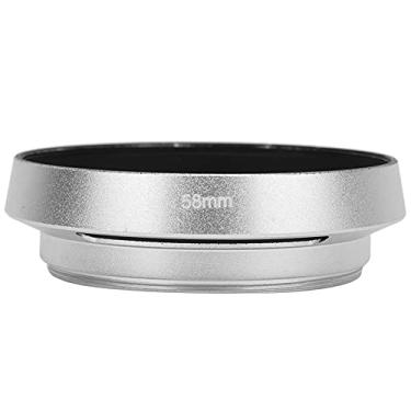 Imagem de Para-sol universal de liga de alumínio portátil oco para lente de câmera prateada com para-sol chanfrado e otimização para sombra de lente. Compacto e leve, este para-sol para lente de câmera é desi