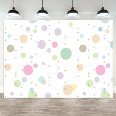 Imagem de ASDCXZ Pano de fundo de bolinhas pastel de 3 x 2,4 m para decoração de festa, chá de bebê, aniversário, evento, cabine de fotos