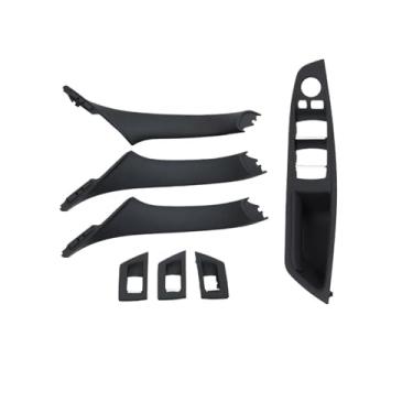 Imagem de Compatível para BMW Série 5 F10 F11 523i 525i 528i 530i LHD RHD Bege Preto Marrom Oyster Porta interna do carro Apoio de braço dentro do conjunto de maçaneta de tração(RHD Black)