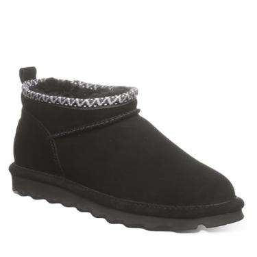 Imagem de BEARPAW Bota feminina Super Shorty Deco várias cores | Bota feminina no tornozelo | Bota feminina sem cadarço | Bota de inverno confortável, Black Ii, 37