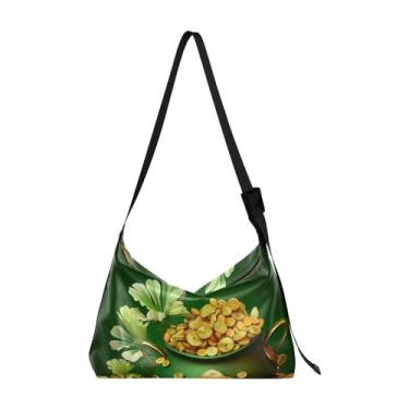 Imagem de Bolsa tiracolo tradicional Happy St Patrick's Day com alça grossa, bolsa de ombro masculina, bolsa de ombro transversal de couro, Happy St Patrick's Day-2, One Size