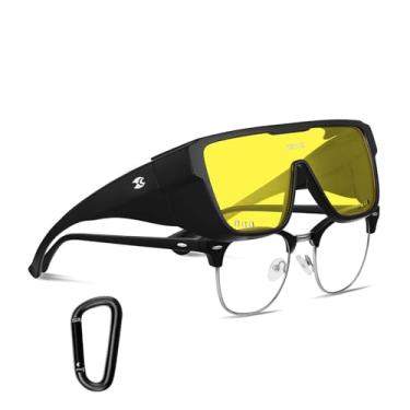 Imagem de suoso Óculos de sol com ajuste polarizado, para homens, mulheres, quadrados, grandes, esportivos, proteção UV com protetores laterais para janela, Pl-c22-amarelo, 149.57