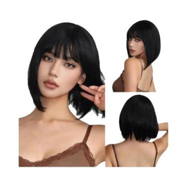 Imagem de Peruca Sintética Curta Lisa Loira Com Franja Em Camadas Natural Para U