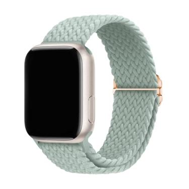 Imagem de Pulseira trançada elástica compatível com Apple Watch 49 mm, 46 mm, 45 mm, 44 mm, 42 mm, 41 mm, 40 mm, 38 mm para séries 11/10/9/8/7/6/5/4/3/SE/Ultra, 2 homens e mulheres (verde-claro, 49/46/45/44/(42