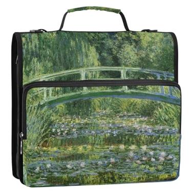 Imagem de Water Nenúfares Ponte Japonesa Monet 3,8 cm 3 Anéis, Fichário D Organizador de Fichários Escolares Bolsa com Alça de Ombro Portfólio e Estojo Suporte de Pasta de Anel