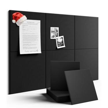 Imagem de Fluxynara Quadro de avisos grande de feltro 122 cm x 91 cm alternativo para quadro de cortiça - pacote com 6 com 40 abas adesivas removíveis seguras, quadros de cortiça para paredes, quadro de cortiça