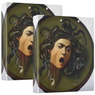 Imagem de Colar Medusa Caravaggio com três fichários de 3 cm, 200 folhas, fichário colorido, fichário de apresentação, 31,5 x 27 x 6 cm, 1 pacote