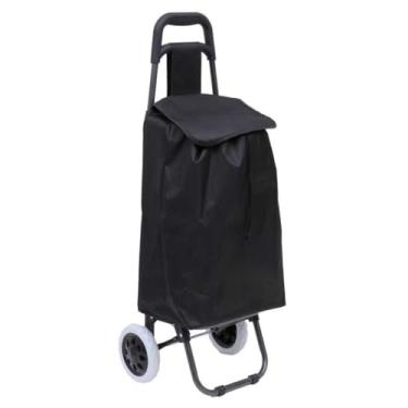 Imagem de Carrinho de Compras Reforçado Dobrável 30kg - com Rodas Silenciosas, Ideal para Mercado, Supermercado e Uso Doméstico, Portátil e Compacto (Preto)
