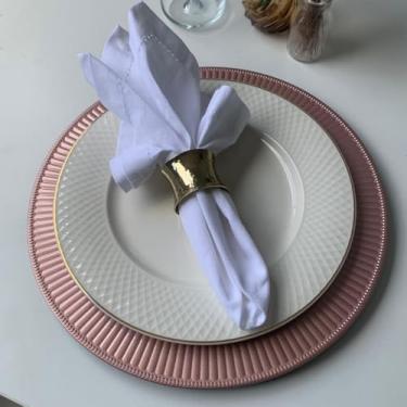 Imagem de 6 Sousplat Redondo Alto Padrão Lux Plastico Rigid Nz Fio Vr (COBRE Rose - Kit Mesa Posta)