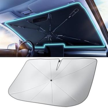 Imagem de Guarda-sol para para-brisa de carro TrySpace 2026 - [Protetor térmico prateado e refletivo UV] Protetor para carros, ajuste universal médio (142 x 79 cm) | -3,9 °C mais frio, revestimentos de vinil