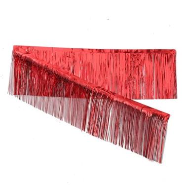 Imagem de 1 peça de fundo de borla 30 x 300 cm fita rosa princesa franja festa pendurar na parede para casamento, aniversário, Natal, dia dos namorados, vermelho