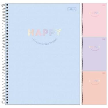 Imagem de Kit C/ 4 Caderno Happy Universitário Espiral TILIBRA - 1M 80 Folhas