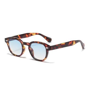 Imagem de Óculos de Sol UV400 - Rebite Redondo Azul Degradê para Homens e Mulheres, Esportes ao Ar Livre, Corrida, Ciclismo, Estampa Leopardo A2 Azul