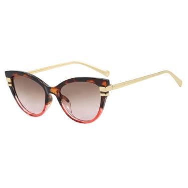 Imagem de Óculos de Sol UV400 - Olho de Gato com Degradê em Metal para Homens e Mulheres, Ideais para Esportes ao Ar Livre, Corrida e Ciclismo, nas cores marrom, vermelho e rosa.