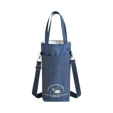 Imagem de Bolsa portátil para garrafa de água com bolso para telefone linda de lona com alça e itens essenciais para viagem, Nuvem, Medium, Tendência