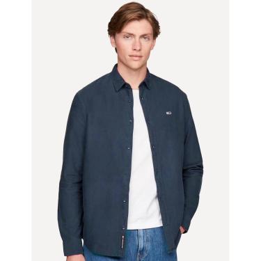Imagem de Camisa Tommy Jeans Masculina Regular Washed Oxford Azul Marinho-Masculino
