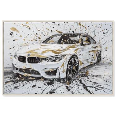 Imagem de Art Remedy Arte de luxo em tela de carro de luxo marfim dourado, moldura prateada, 61 cm x 40 cm