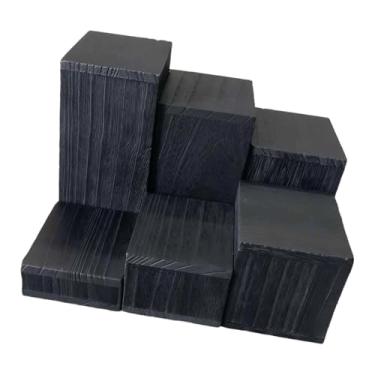 Imagem de Colaxi Conjunto de 6 expositores quadrados de madeira para joias, perfumes, calçados, cozinhas, prêmios e festas. Ideal para lojas, armários e outros, Preto