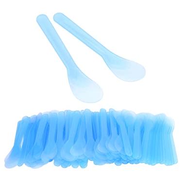 Imagem de ZJchao 100 Peças de Espátula Cosmética, Aplicador de Plástico Descartável Em Bastão Leve para Creme de Reparo de Máscara Facial, Com Raspador de Cabeça Grande para Uso Pessoal Em Salão