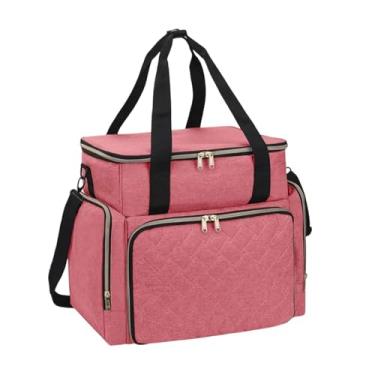 Imagem de OIIBWQ Bolsa organizadora para esmaltes, estojo de transporte grande para esmalte em gel, caixa de armazenamento para lâmpada de unhas, salão de beleza, Vermelho