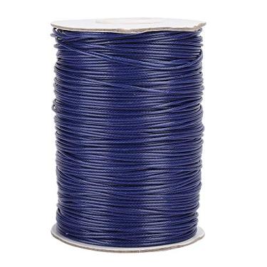 Imagem de Linha de cera DIY tecido à mão corda colar fio de algodão 1 mm ecologicamente correto macio durável elástico brilhante para fazer joias miçangas artesanato material de nylon 6 (26# azul marinho)