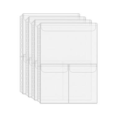 Imagem de Mogoostry Bolsos para fichário A4, envelopes para dinheiro, sem zíper, 3 bolsos, com abas para fichário, inserções de folhas soltas, pasta de cartão de foto, sacos de arquivamento