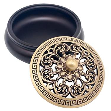 Imagem de Queimador de Incenso Latão com Bandeja para Catching Ash Feito à Mão Trabalho Exquisito em Bastão Cone Bobina Meditação Relaxamento Arte Decorativa Us