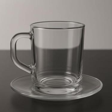 Imagem de Jogo de Xícaras de Vidro 240ml – Opções 2/4/6 Peças com Pires, Tradicional Transparente Resistente, Ideal para Café, Chá e Reuniões Domésticas (6)