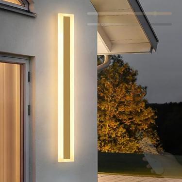 Imagem de GZZBMY Lâmpadas de parede externas LED com controle remoto Iluminação de parede moderna regulável IP65 à prova d'água Metal Arandela Interno/Externa para Jardins Terraço Corredor Escada (Ouro, 150 cm)