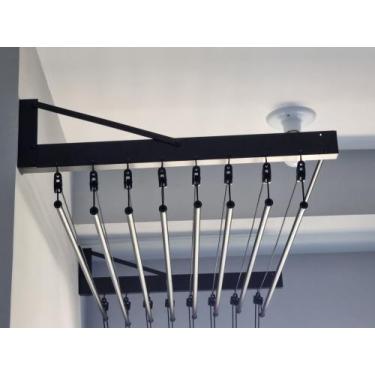 Imagem de Varal de Parede Individual 12 varetas x 100cm Preto - Plus varais