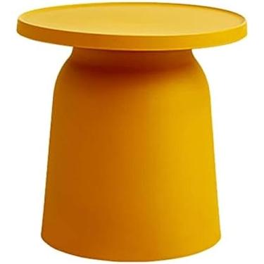 Imagem de Sofá Mesa Lateral Mesa De Cabeceira Criado-mudo Nórdico Mesa De Centro De Plástico Pequena Mesa Redonda Mesa De Canto Para Sala De Estar Quarto Varanda,Amarelo,67 X 36 Cm,Constructive23
