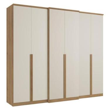 Imagem de Guarda Roupa Casal Valência 6 Portas Capuccino Off White Acetinado - T