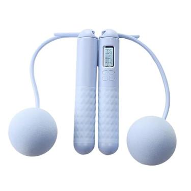Imagem de Corda De Pular Sem Fio Com Contador Digital - Para Exercícios Fitness (D-em22diametro Da Bolas: 65mm,Azul)