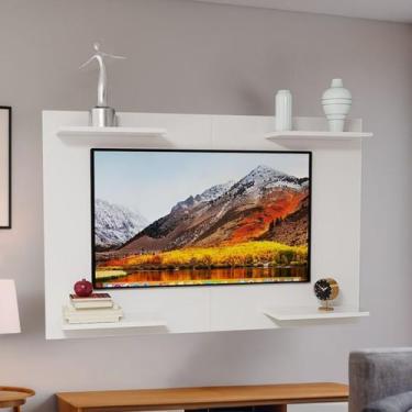 Imagem de Painel de Tv em MDF Resistente com 4 Prateleiras Moderno Cor:Branco - 