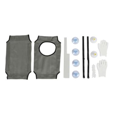 Imagem de Cuofyunl cama de rede para janela de gato, ventosa resistente, camada dupla, macia, fácil instalação, poleiro para janela de gato, assento de rede para varanda (Cinza)