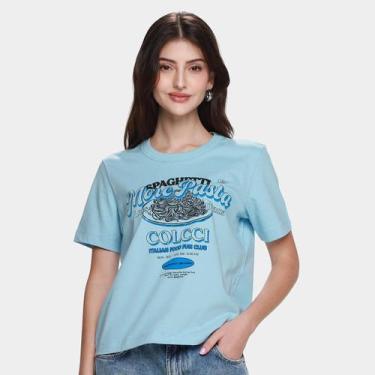 Imagem de Camiseta Colcci Casual Feminina, Azul claro, EP