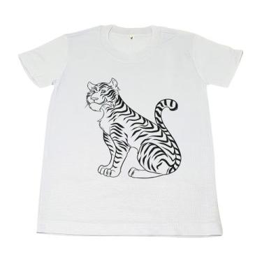 Imagem de Camiseta Branca Infantil Lembrancinha Animal Tigre - Hira Design, 14