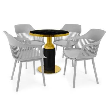Imagem de Conjunto Mesa de Jantar Redonda Imperial 70cm Preta com 4 Cadeiras Est
