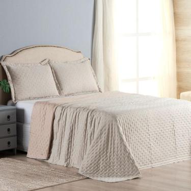 Imagem de Colcha Queen Dupla Face Matelado Com Porta Travesseiro Extra Macia Mes