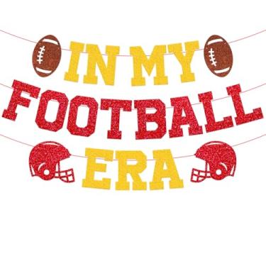 Imagem de Faixa In My Football Era, decoração de festa de futebol pré-amarrada para dia de jogo, aniversário e decoração de festa de relógio, pano de fundo para fotos do Super Bowl com touchdown, placa de porta