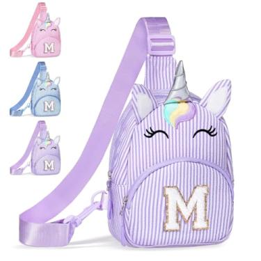 Imagem de COSHAYSOO Pochete de cintura pequena com alça ajustável com patch de letra inicial para mulheres, adolescentes, meninas, viagens, academia, caminhada, bolsa de viagem transversal, bolsa moderna, Roxo