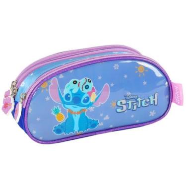 Imagem de Estojo Escolar Triplo Stitch Disney 3 Divisorias Cor Violeta - Luxcel