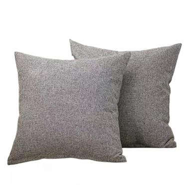 Imagem de Almofada decorativa para sofá conjunto 2 peças 45x45 cm linho cores neutras estilo moderno(bege,1peças)