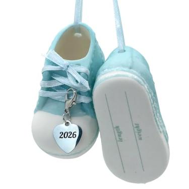 Imagem de Ganz Sapato de bebê menino ornamento personalizado azul datado de 2026 bebê primeiro enfeite de Natal botas para novos pais, nascimento, para meninos 2026
