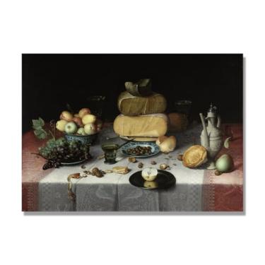 Imagem de NHLDZYH Decoração para cozinha - quadro vintage de ainda vida com frutas - réplica de óleo em tela - estilo campestre e aconchegante. B29. 80 x 112 cm. Apenas tela